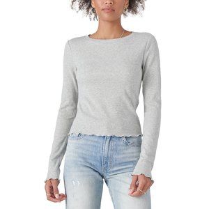 Lucky Brand Long Sleeve Ribbed Crew - Heather Grey